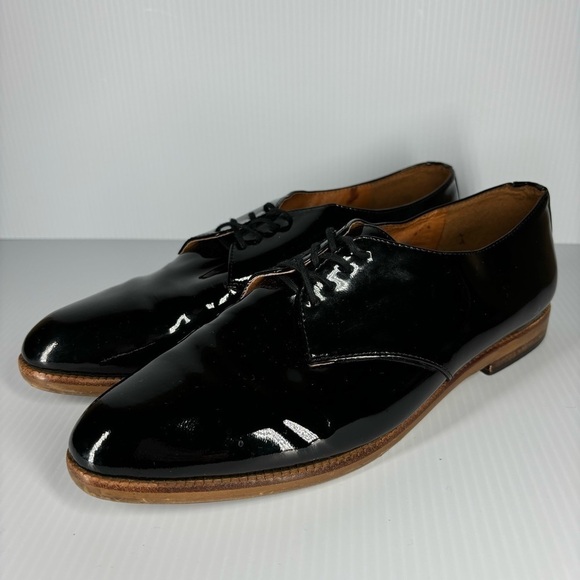 1937 Footwear Shoes Mens 9 Patent Leather Lace up Classic Dress Work Church Slip - Picture 1 of 6